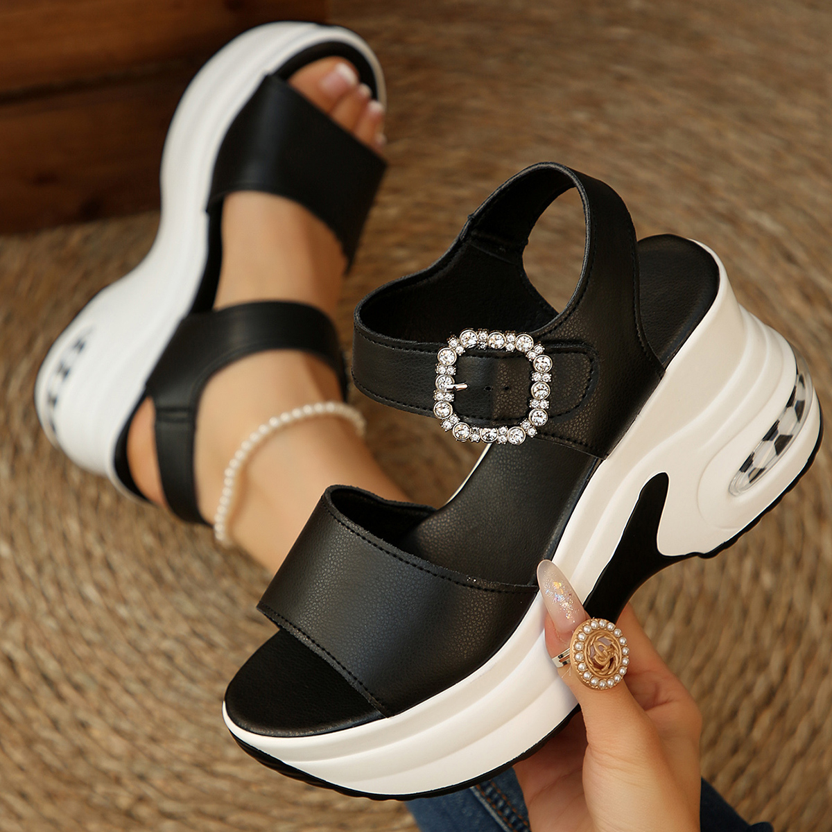 Designer Women Platform Wedge  - đánh giá và giá Velcro Strap Sandal